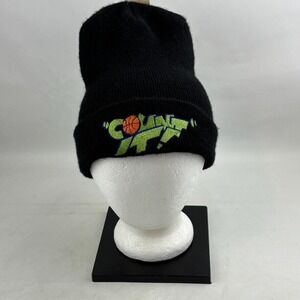 Y2K Urban Perspectives Count It Basketball Knit Stocking Hat Black Beanie Vtg‎